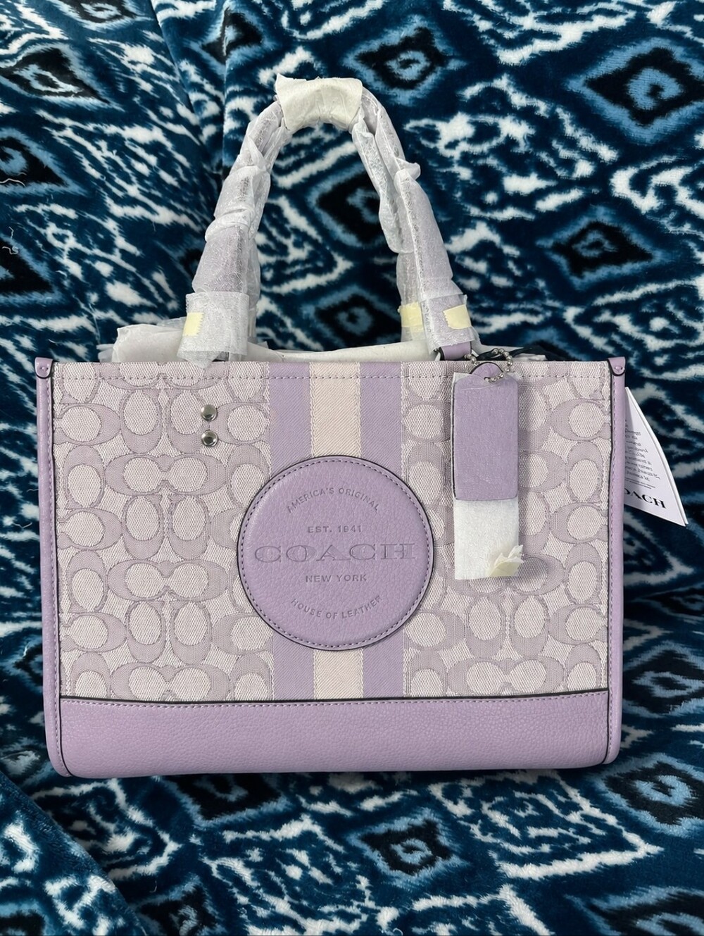Coach Dempsey Carryall Signature Jacquard Carryall Soft Lilac NWT
